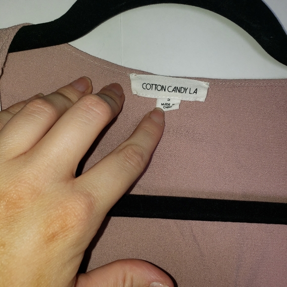 Cotton Candy LA Blush Pink Tie Crop Top - Picture 8 of 9